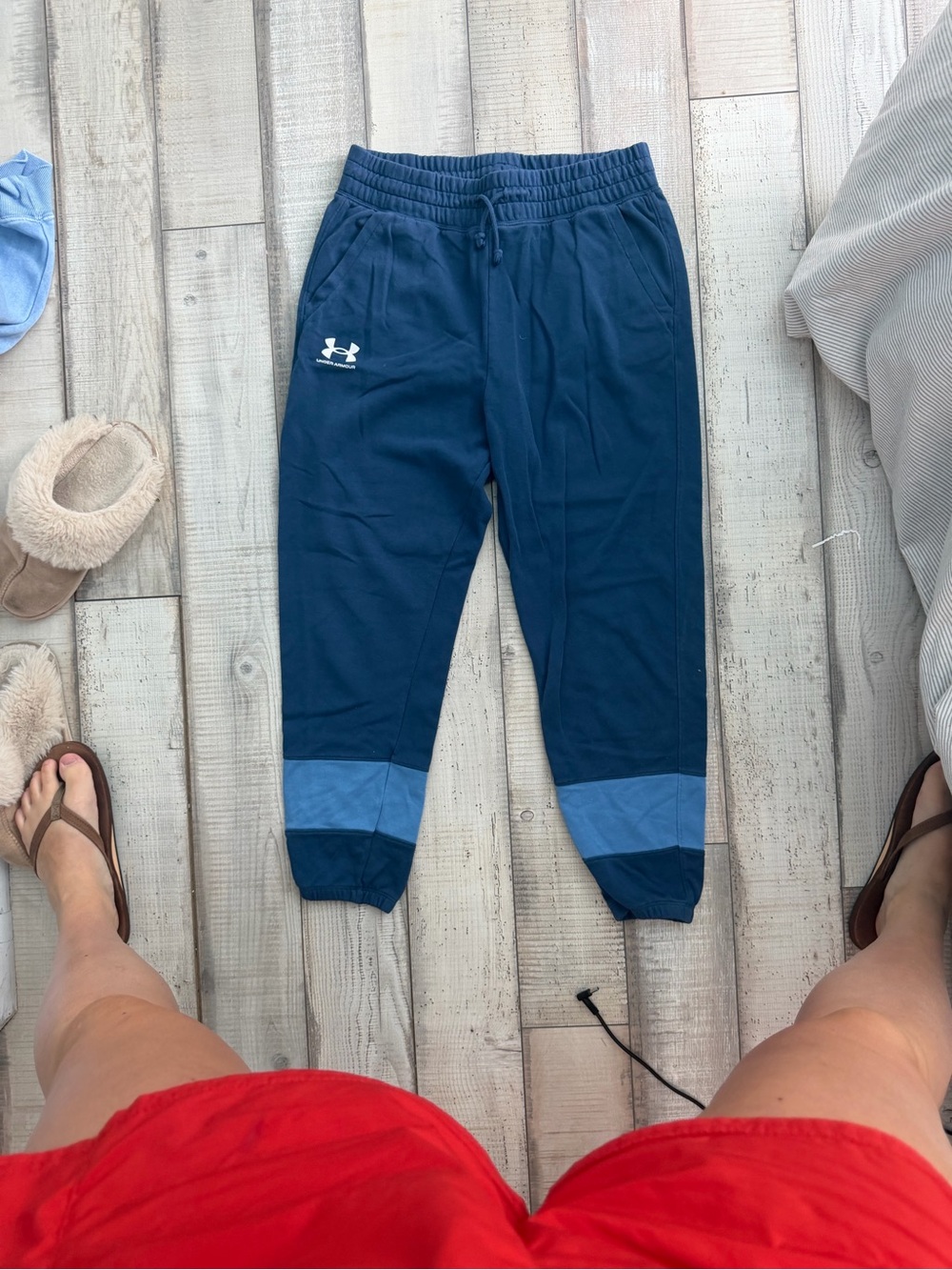 Under Armour Boys Navy and Light Blue Colorblock Joggers